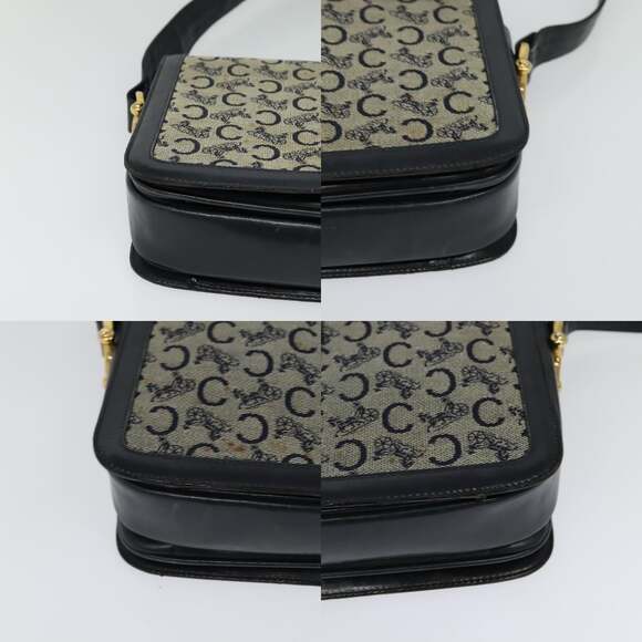 CELINE C Sulky Shoulder Bag Canvas Navy Gold - Picture 10 of 13